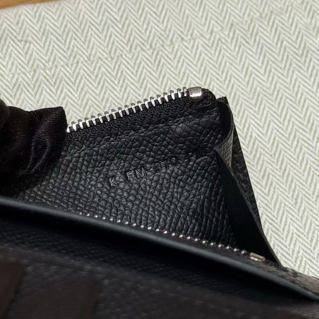 Hermes New H Passant Compact Wallet Handmade In Epsom Calfskin Leather 89 Noir - Image 6