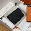 Hermes New H Passant Compact Wallet Handmade In Epsom Calfskin Leather 89 Noir