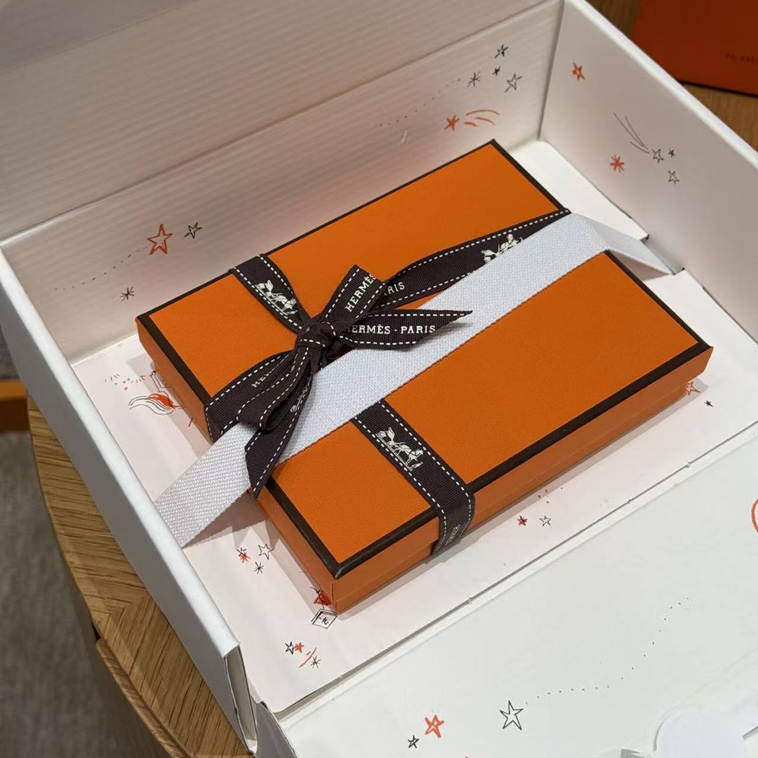 Hermes New H Passant Compact Wallet Handmade In Epsom Calfskin Leather 89 Noir - Image 3