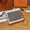 Hermes New H Passant Compact Wallet Handmade In Epsom Calfskin Leather M8 Gris Asphalted