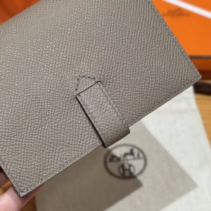 Hermes New H Passant Compact Wallet Handmade In Epsom Calfskin Leather M8 Gris Asphalted - Image 6
