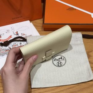 Hermes New H Passant Compact Wallet Handmade In Epsom Calfskin Leather i8 Jaune Milton - Image 11
