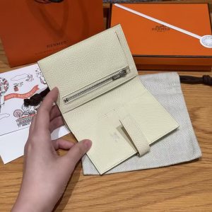 Hermes New H Passant Compact Wallet Handmade In Epsom Calfskin Leather i8 Jaune Milton - Image 10