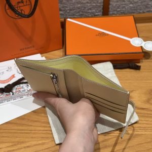 Hermes New H Passant Compact Wallet Handmade In Epsom Calfskin Leather i8 Jaune Milton - Image 9
