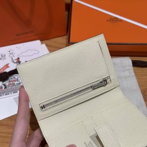 Hermes New H Passant Compact Wallet Handmade In Epsom Calfskin Leather i8 Jaune Milton - Image 5