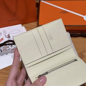 Hermes New H Passant Compact Wallet Handmade In Epsom Calfskin Leather i8 Jaune Milton - Image 4