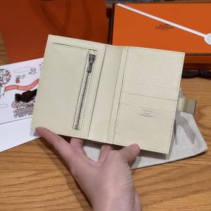 Hermes New H Passant Compact Wallet Handmade In Epsom Calfskin Leather i8 Jaune Milton - Image 3
