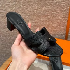 Hermes Oasis Sandal Women High Heel Sandal in Epsom Heritage Calfskin Black - Image 12