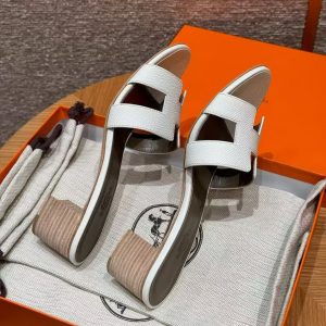 Hermes Oasis Sandal Women High Heel Sandal in Epsom Heritage Calfskin Blanc - Image 14