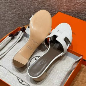 Hermes Oasis Sandal Women High Heel Sandal in Epsom Heritage Calfskin Blanc - Image 13