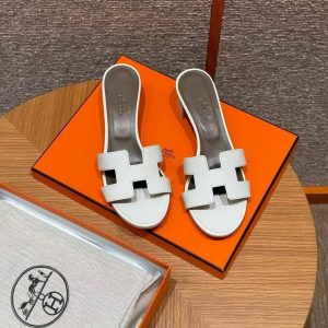 Hermes Oasis Sandal Women High Heel Sandal in Epsom Heritage Calfskin Blanc - Image 4