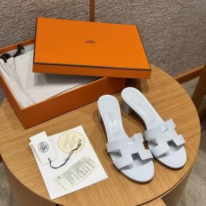 Hermes Oasis Sandal Women High Heel Sandal in Epsom Heritage Calfskin Blue Chacier - Image 10