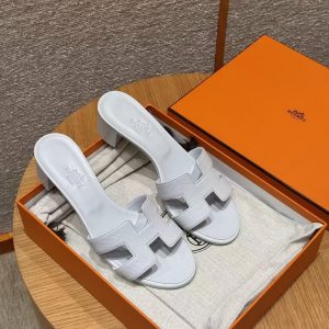 Hermes Oasis Sandal Women High Heel Sandal in Epsom Heritage Calfskin Blue Chacier - Image 9