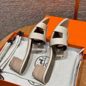Hermes Oasis Sandal Women High Heel Sandal in Epsom Heritage Calfskin Craie - Image 14