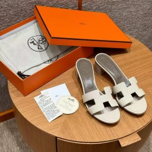Hermes Oasis Sandal Women High Heel Sandal in Epsom Heritage Calfskin Craie - Image 6