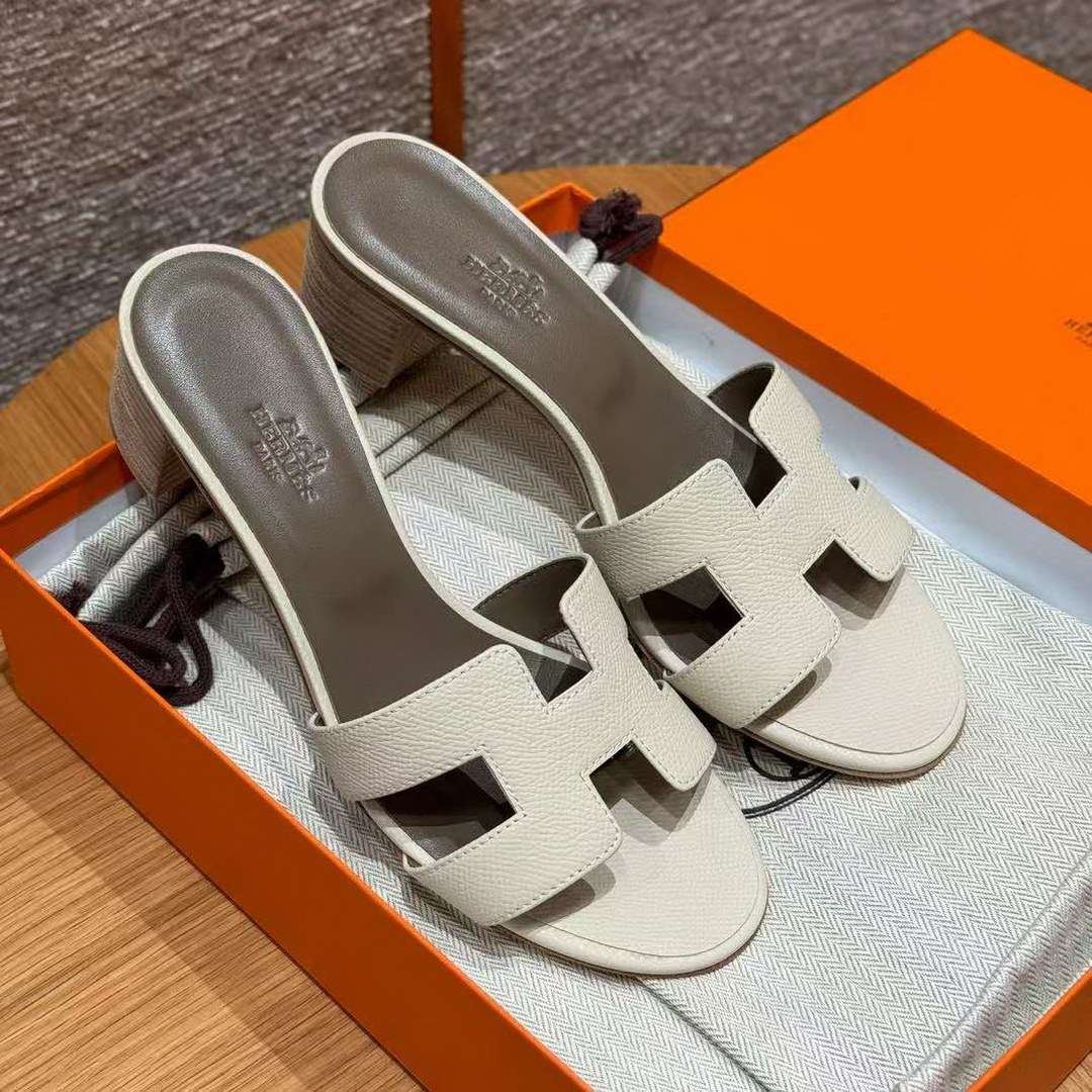 Hermes Oasis Sandal Women High Heel Sandal in Epsom Heritage Calfskin Craie - Image 5