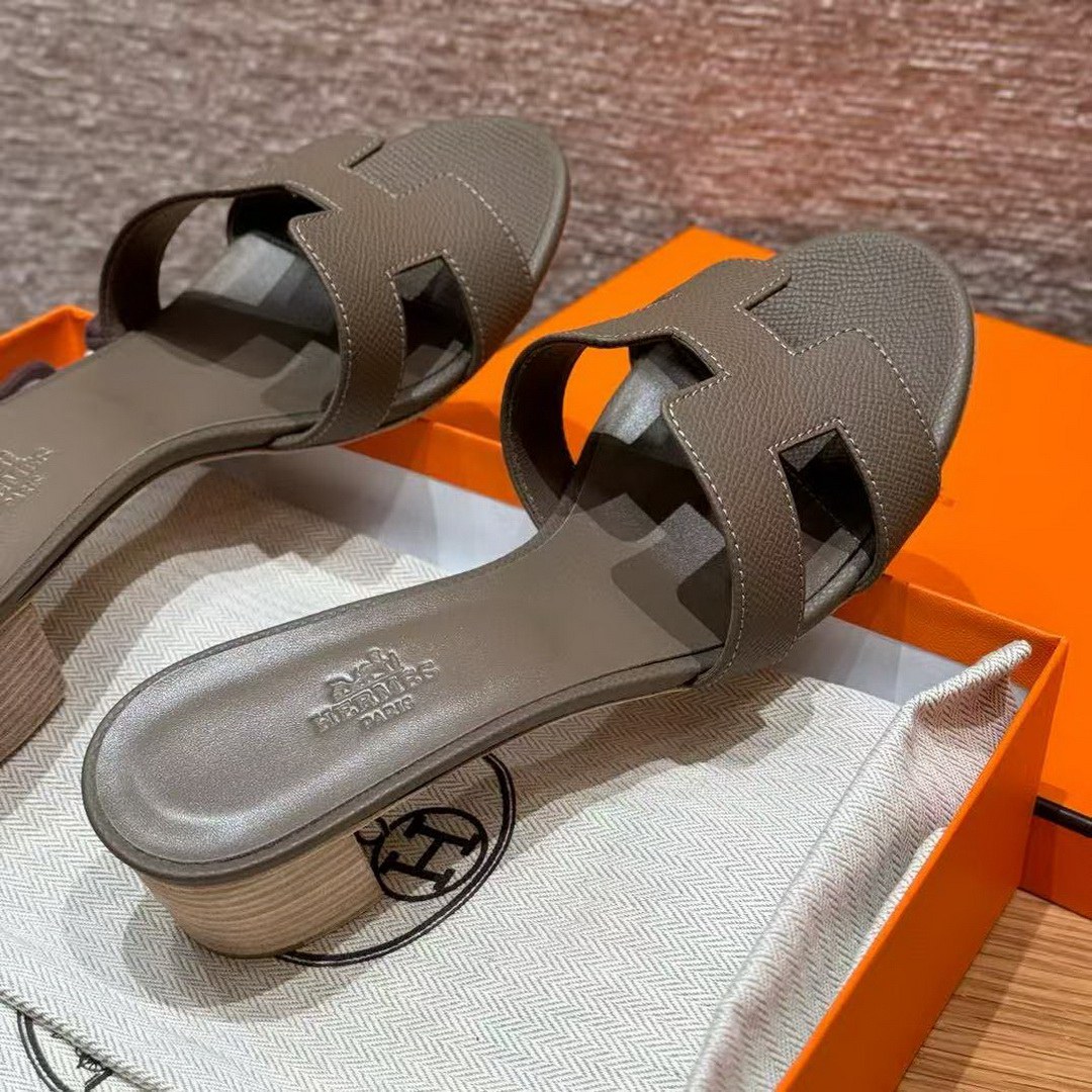 Hermes Oasis Sandal Women High Heel Sandal in Epsom Heritage Calfskin Etoupe H151215Z X3350 - Image 2