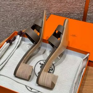 Hermes Oasis Sandal Women High Heel Sandal in Epsom Heritage Calfskin Etoupe H151215Z X3350 - Image 17