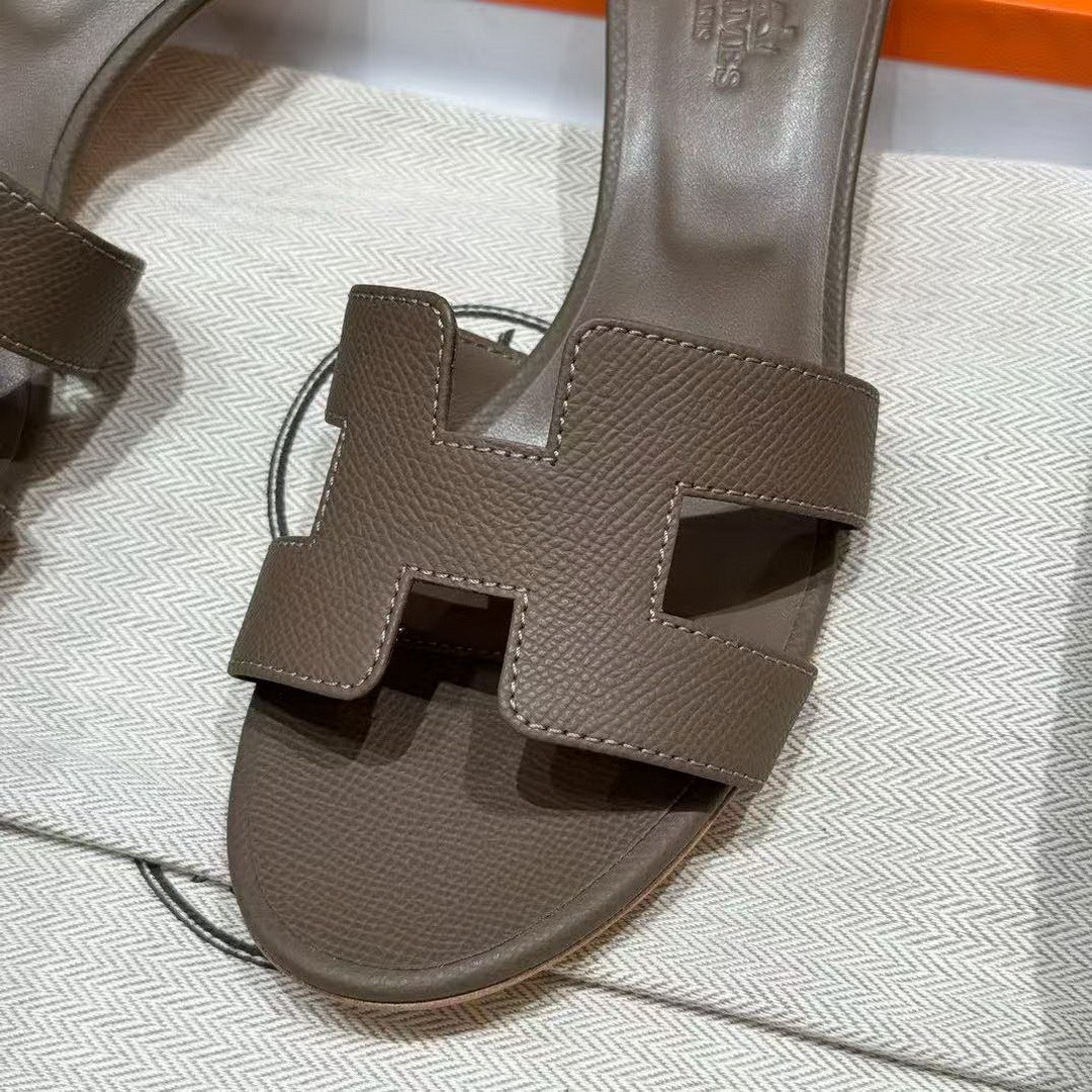 Hermes Oasis Sandal Women High Heel Sandal in Epsom Heritage Calfskin Etoupe H151215Z X3350 - Image 13