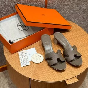 Hermes Oasis Sandal Women High Heel Sandal in Epsom Heritage Calfskin Etoupe H151215Z X3350 - Image 7