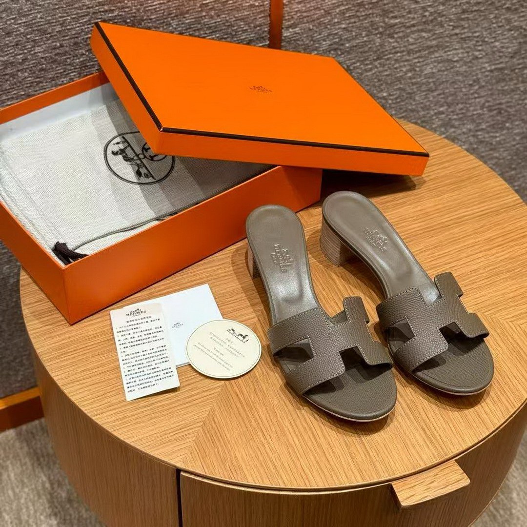 Hermes Oasis Sandal Women High Heel Sandal in Epsom Heritage Calfskin Etoupe H151215Z X3350 - Image 7