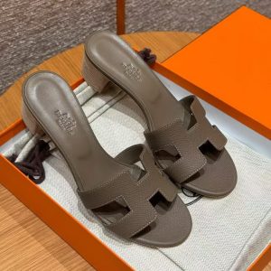 Hermes Oasis Sandal Women High Heel Sandal in Epsom Heritage Calfskin Etoupe H151215Z X3350 - Image 6