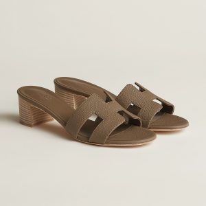 Hermes Oasis Sandal Women High Heel Sandal in Epsom Heritage Calfskin Etoupe H151215Z X3350 - Image 3