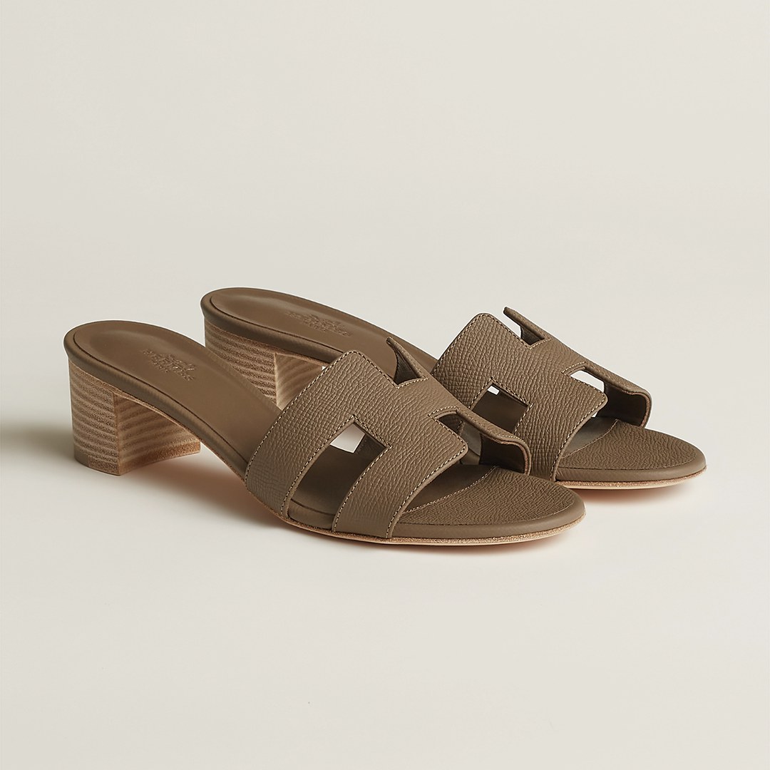 Hermes Oasis Sandal Women High Heel Sandal in Epsom Heritage Calfskin Etoupe H151215Z X3350 - Image 3