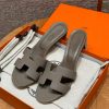 Hermes Oasis Sandal Women High Heel Sandal in Epsom Heritage Calfskin Gris Asphalte