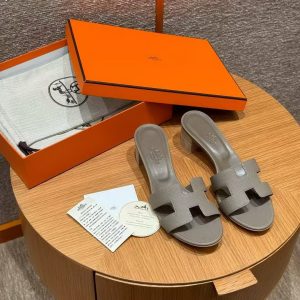 Hermes Oasis Sandal Women High Heel Sandal in Epsom Heritage Calfskin Gris Asphalte - Image 6