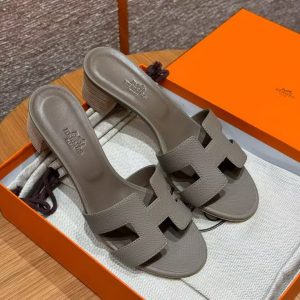 Hermes Oasis Sandal Women High Heel Sandal in Epsom Heritage Calfskin Gris Asphalte - Image 5