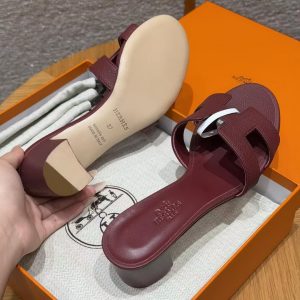 Hermes Oasis Sandal Women High Heel Sandal in Epsom Heritage Calfskin Hermes Red - Image 12