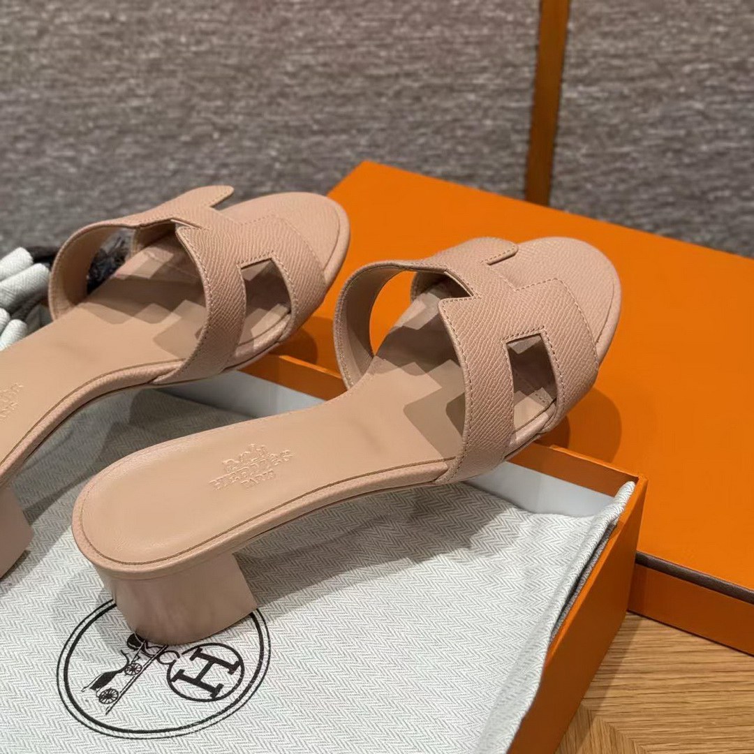 Hermes Oasis Sandal Women High Heel Sandal in Epsom Heritage Calfskin Pelino Beige - Image 13