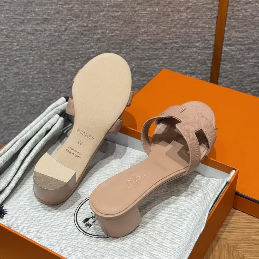 Hermes Oasis Sandal Women High Heel Sandal in Epsom Heritage Calfskin Pelino Beige - Image 11