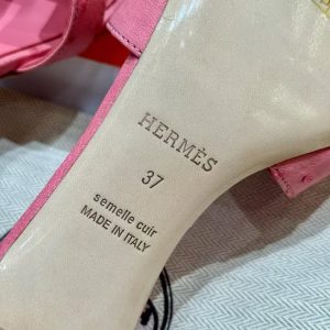 Hermes Oasis Sandal Women High Heel Sandal in Ostrich Bubble Gum - Image 11