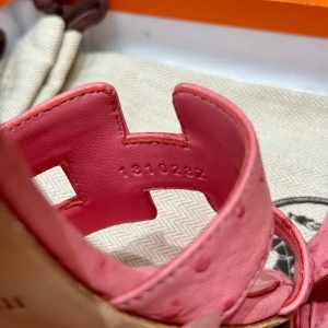 Hermes Oasis Sandal Women High Heel Sandal in Ostrich Bubble Gum - Image 9