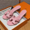 Hermes Oasis Sandal Women High Heel Sandal in Shiny Java Lizard Rose Aquarelle H242280Z CK370