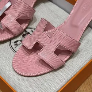 Alternative view of Hermes Oasis Sandal Women High Heel Sandal in Shiny Java Lizard Rose Aquarelle H242280Z CK370