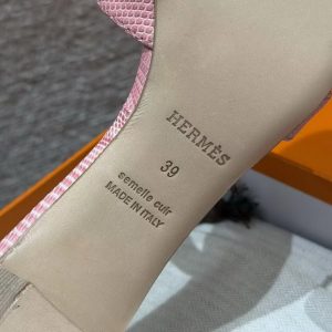 Hermes Oasis Sandal Women High Heel Sandal in Shiny Java Lizard Rose Aquarelle H242280Z CK370 - Image 11
