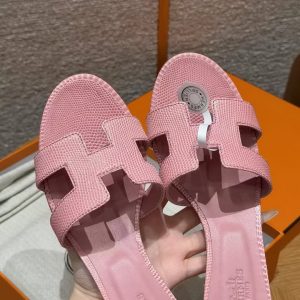 Hermes Oasis Sandal Women High Heel Sandal in Shiny Java Lizard Rose Aquarelle H242280Z CK370 - Image 10