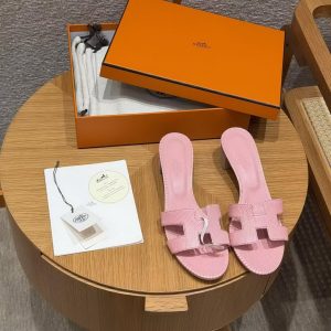 Hermes Oasis Sandal Women High Heel Sandal in Shiny Java Lizard Rose Aquarelle H242280Z CK370 - Image 9