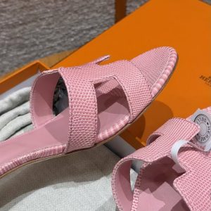 Hermes Oasis Sandal Women High Heel Sandal in Shiny Java Lizard Rose Aquarelle H242280Z CK370 - Image 7