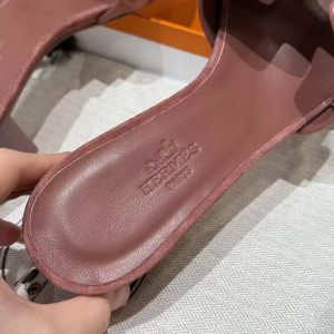Hermes Oasis Sandal Women High Heel Sandal in Suede Goatskin Rose Antique H221257Z RA350 - Image 8