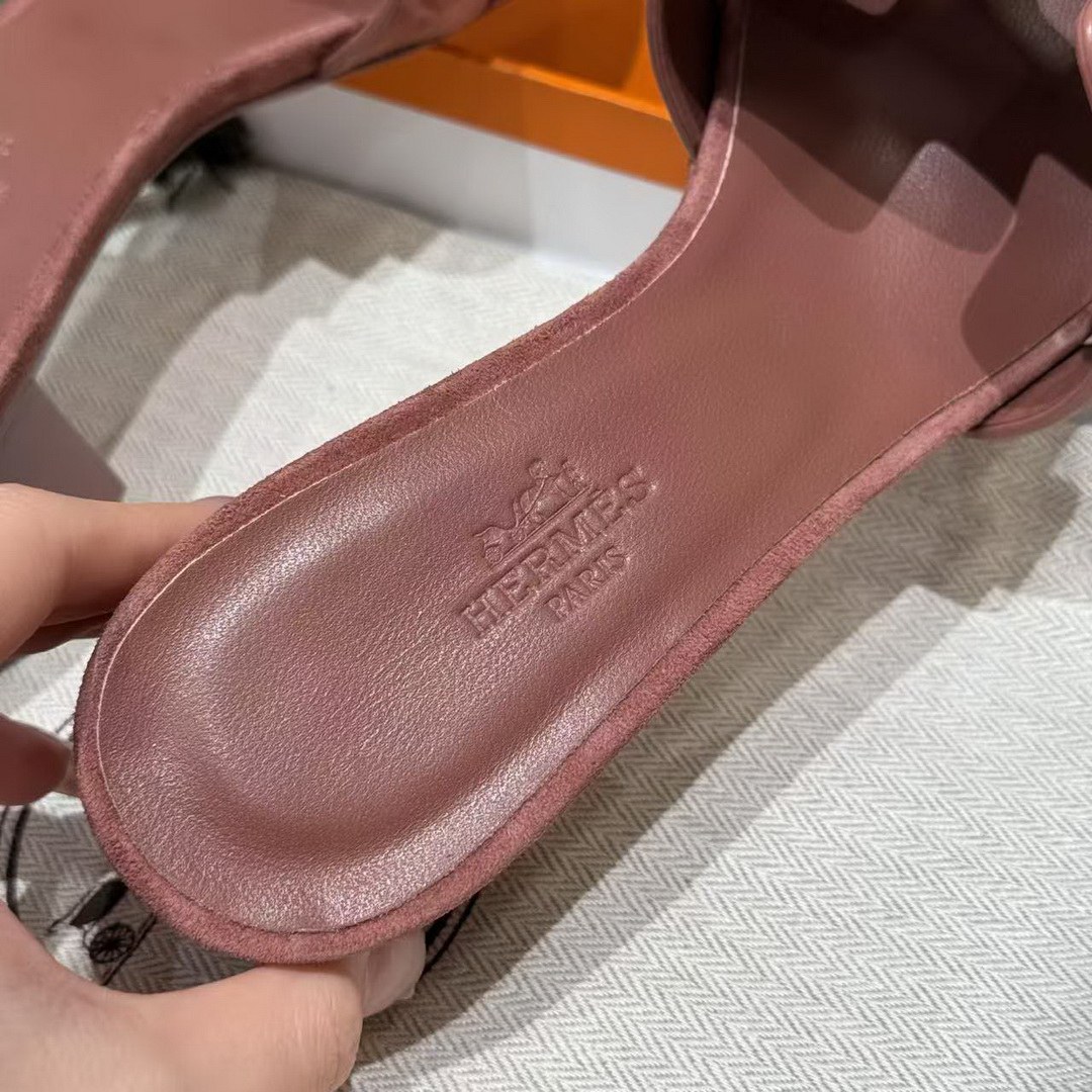 Hermes Oasis Sandal Women High Heel Sandal in Suede Goatskin Rose Antique H221257Z RA350 - Image 8