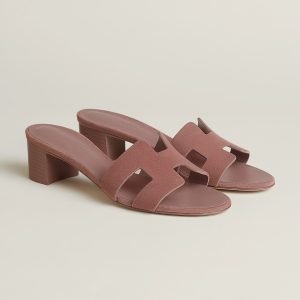 Hermes Oasis Sandal Women High Heel Sandal in Suede Goatskin Rose Antique H221257Z RA350 - Image 3