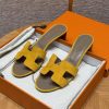 Hermes Oasis Sandal Women High Heel Sandal in Suede Goatskin Yellow Jade Yellow