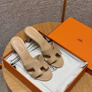 Hermes Oasis Sandal Women High Heel Sandal in Swift Calfskin Beige Albinos - Image 12