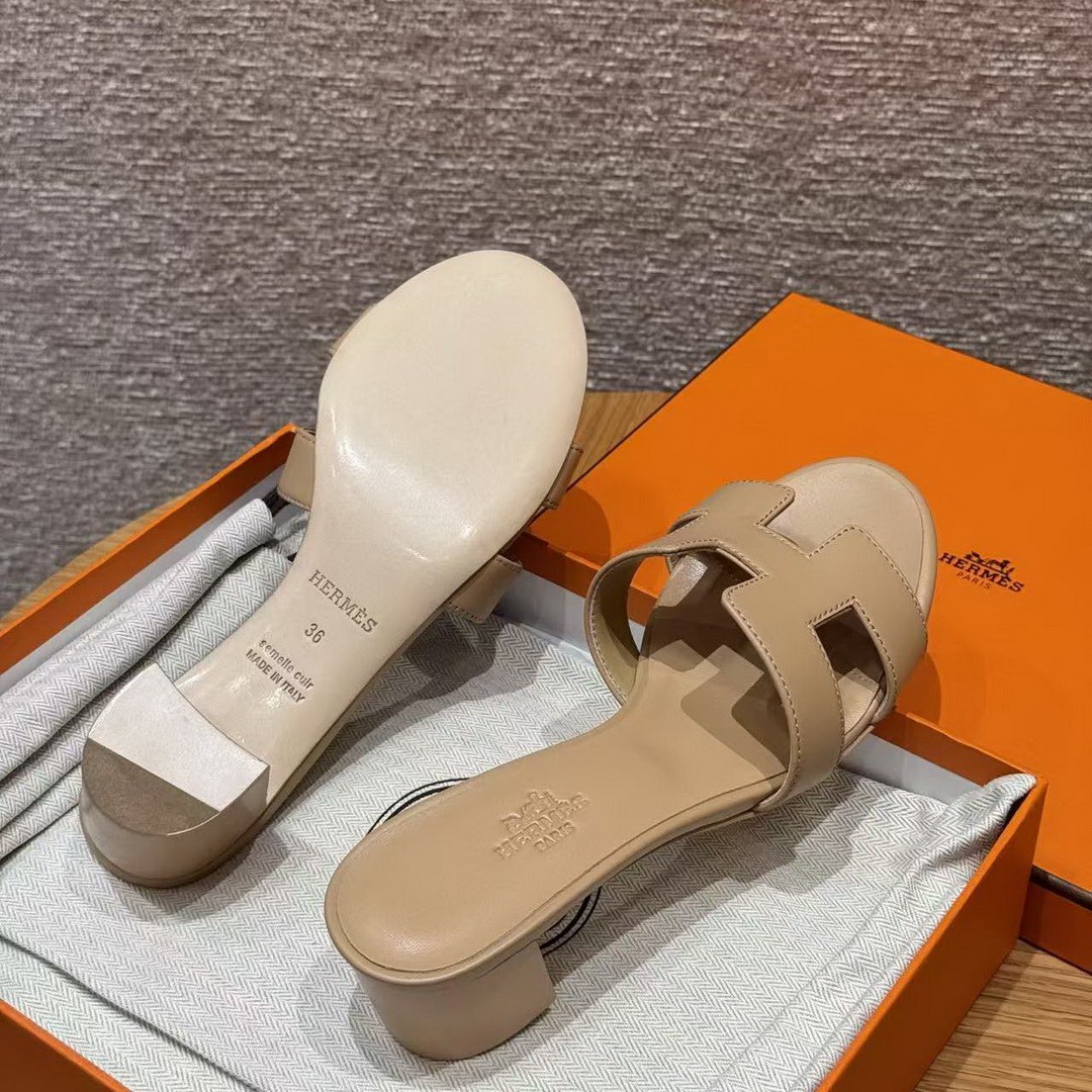 Hermes Oasis Sandal Women High Heel Sandal in Swift Calfskin Beige Albinos - Image 8