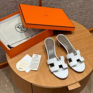 Hermes Oasis Sandal Women High Heel Sandal in Swift Calfskin Blanc H071002Z 02340 - Image 8