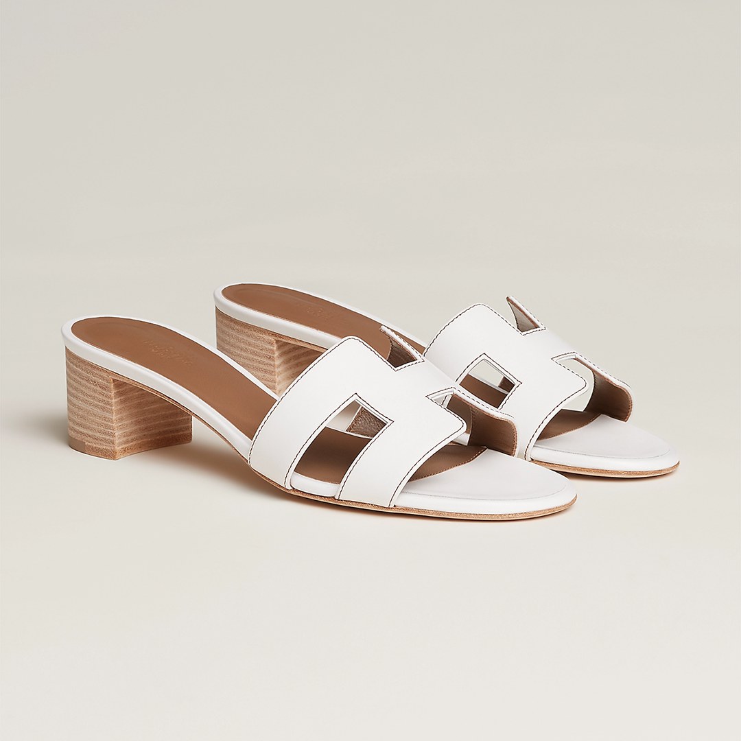 Hermes Oasis Sandal Women High Heel Sandal in Swift Calfskin Blanc H071002Z 02340 - Image 4